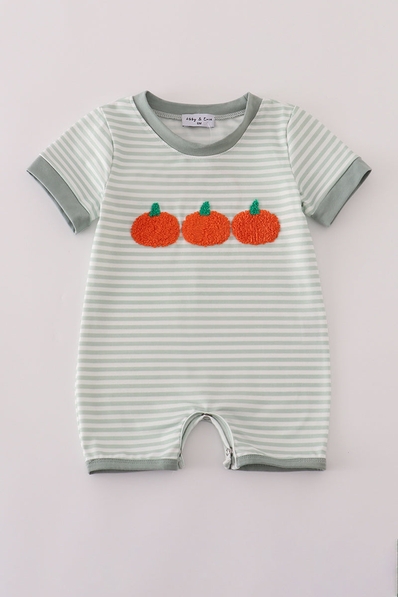 Pumpkin Patch Sage Stripe Romper