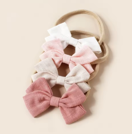 Delicate Pink Baby Headband Set – 4-Pack