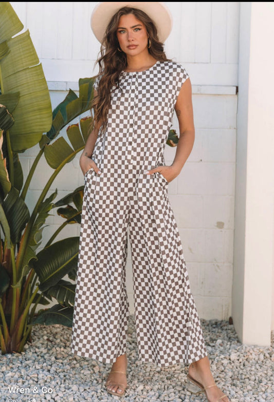 Checkered Print Jumpsuit