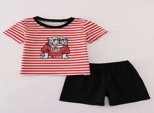 Red Georgia bulldog sequin stripe shorts set
