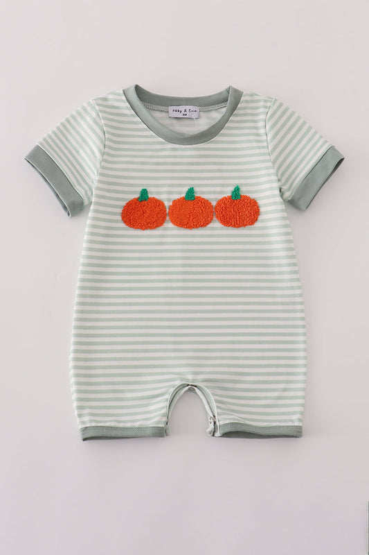 Pumpkin Patch Sage Stripe Romper